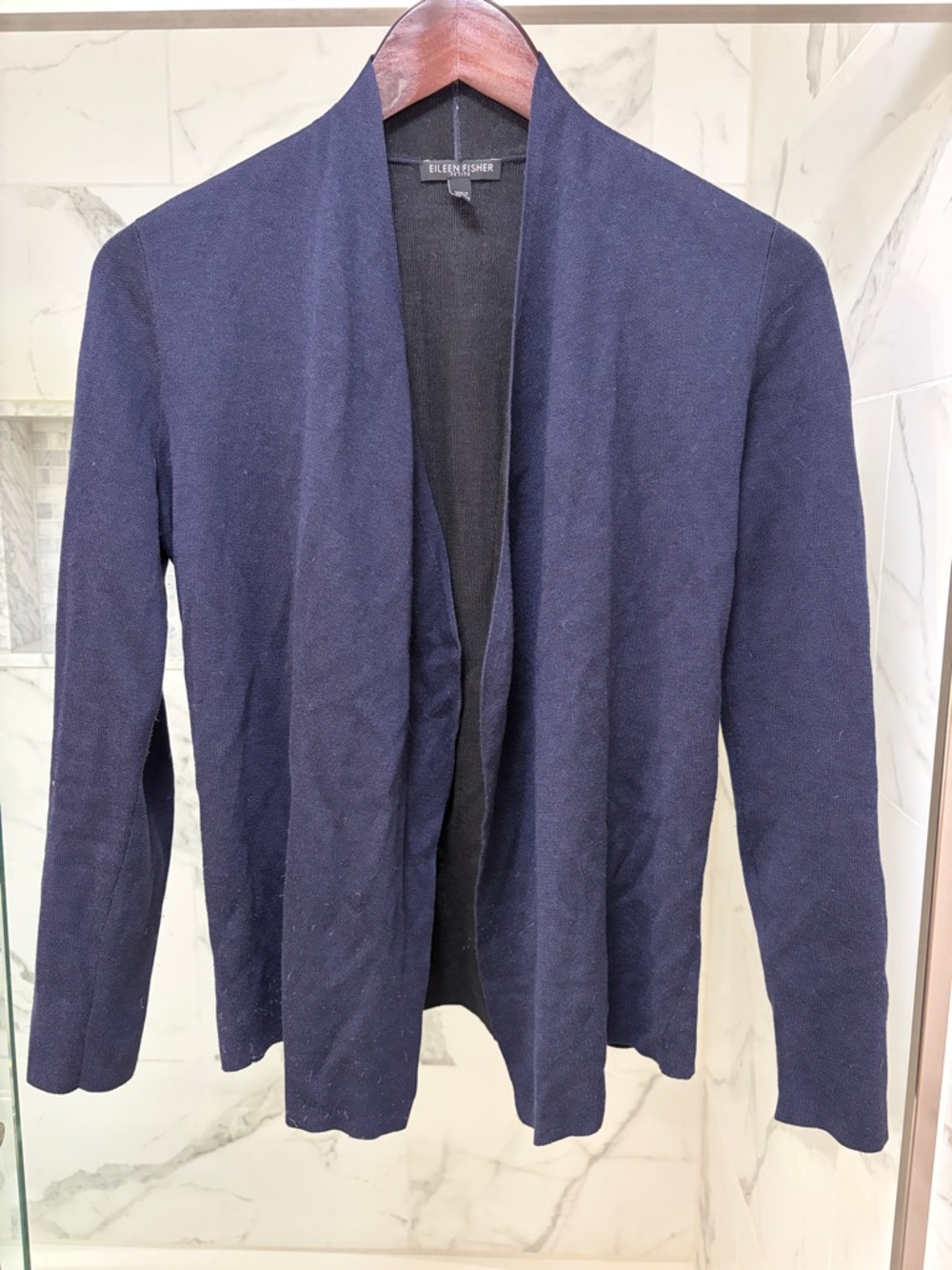 Eileen Fisher Navy Ribbed Open Cardigan
